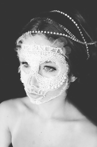 Handcrafted; 700+ pearl Givenchy Runway inspired mask
